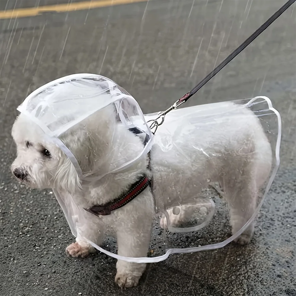 Dog Raincoat - Cute Transparent Dog Rain Poncho, Hooded