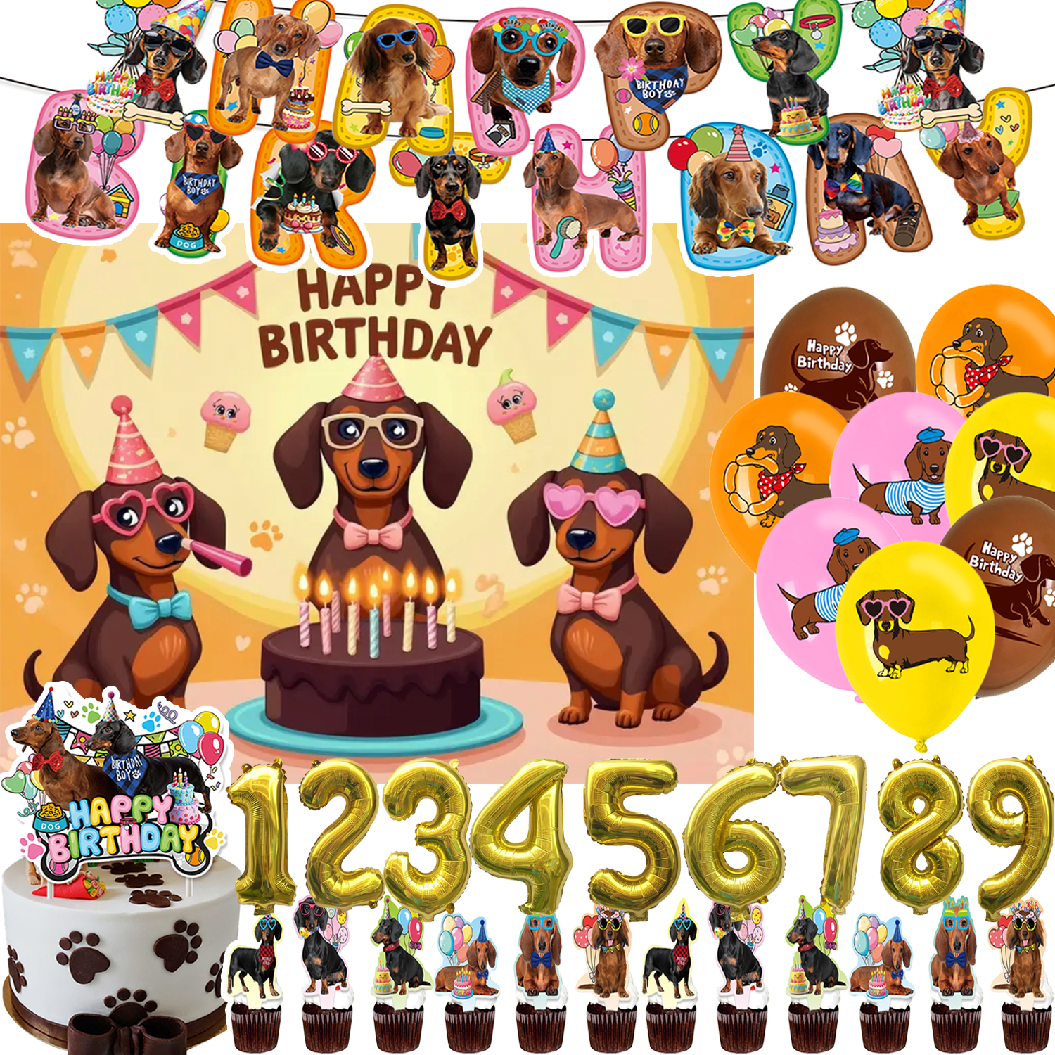 Pet Supplies Outlet - Cute Dachshund Theme Birthday Party Supplies