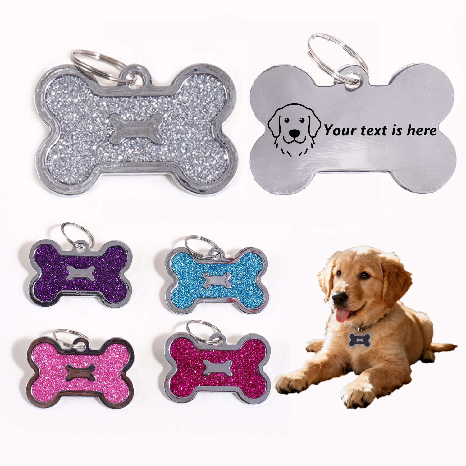 Glitter Custom Text Dog Tags C – обзор и цена Pet Supplies Usa