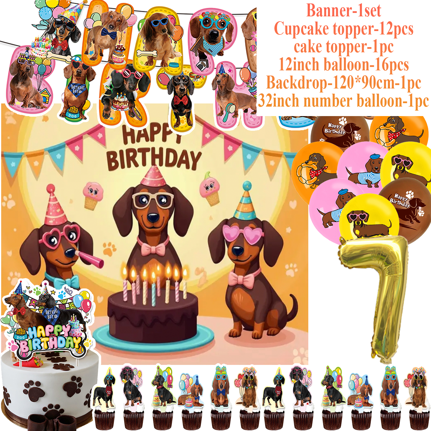 Cute Dachshund Theme Birthday  – обзор и цена Pet Supplies Outlet