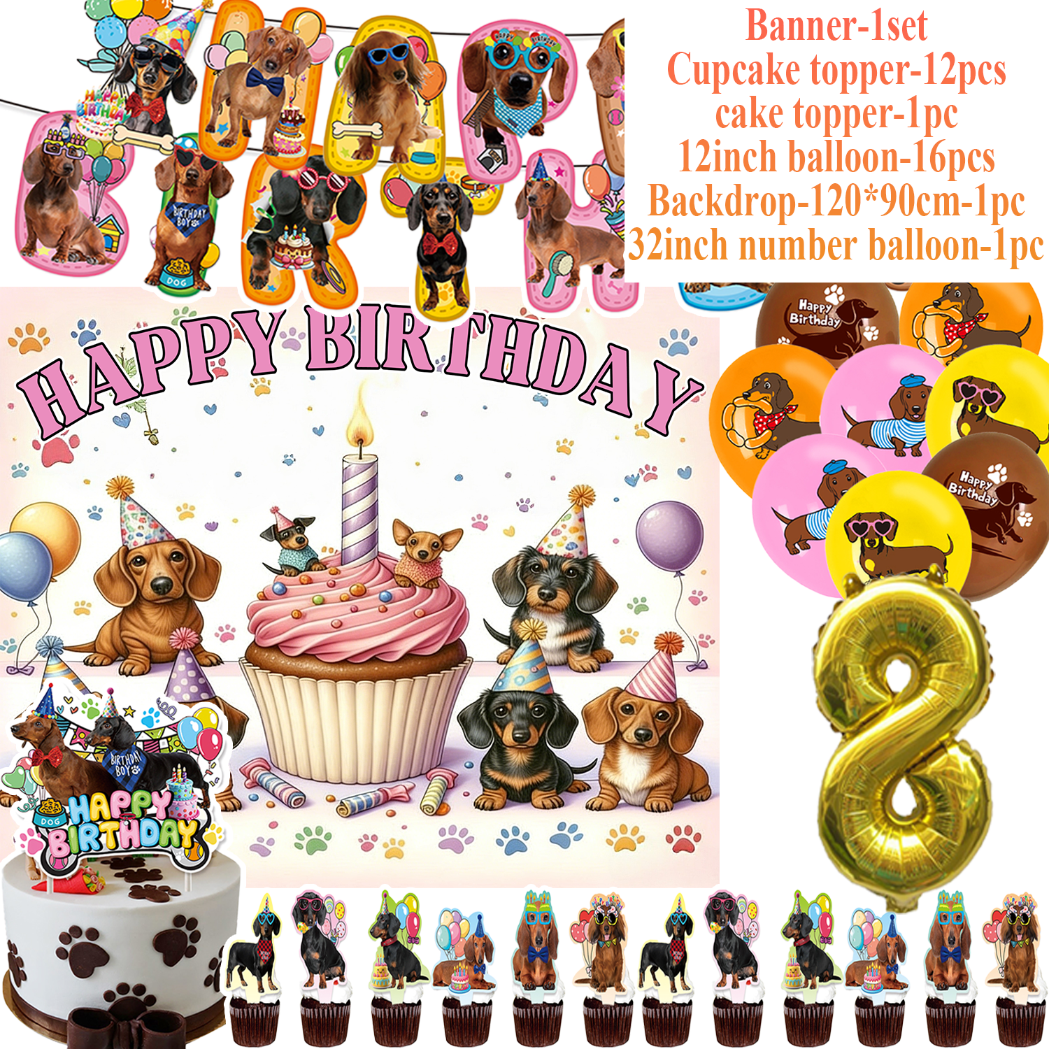 Cute Dachshund Theme Birthday  – обзор и цена Pet Supplies Outlet
